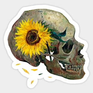 Van Gogh Skull with Sunflower Sticker